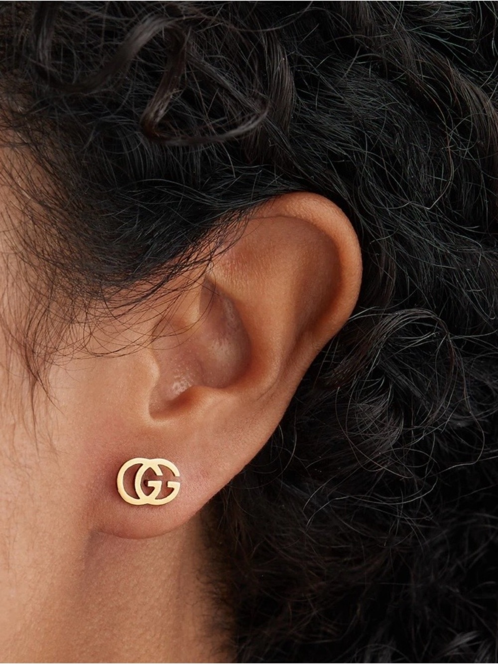 Gucci Gold Double G Logo Stud Earrings